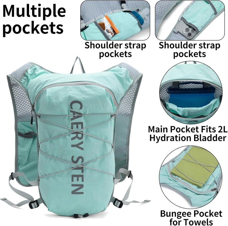 CAREYSTEN Carey STEN Lightweight Hydration Backpack, Outdoor Running Vest with 1.5L Water Bag, Suitable for Hiking, Cycling, and Both Men's and Women's Carnival wear - Image 5